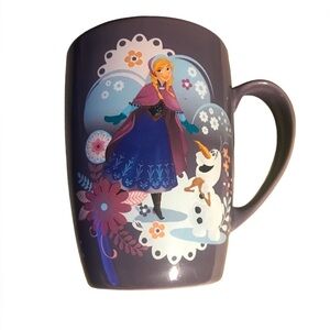 DISNEY STORE Frozen Anna & Olaf Purple Ceramic Coffee Tea Mug Collectible Cup